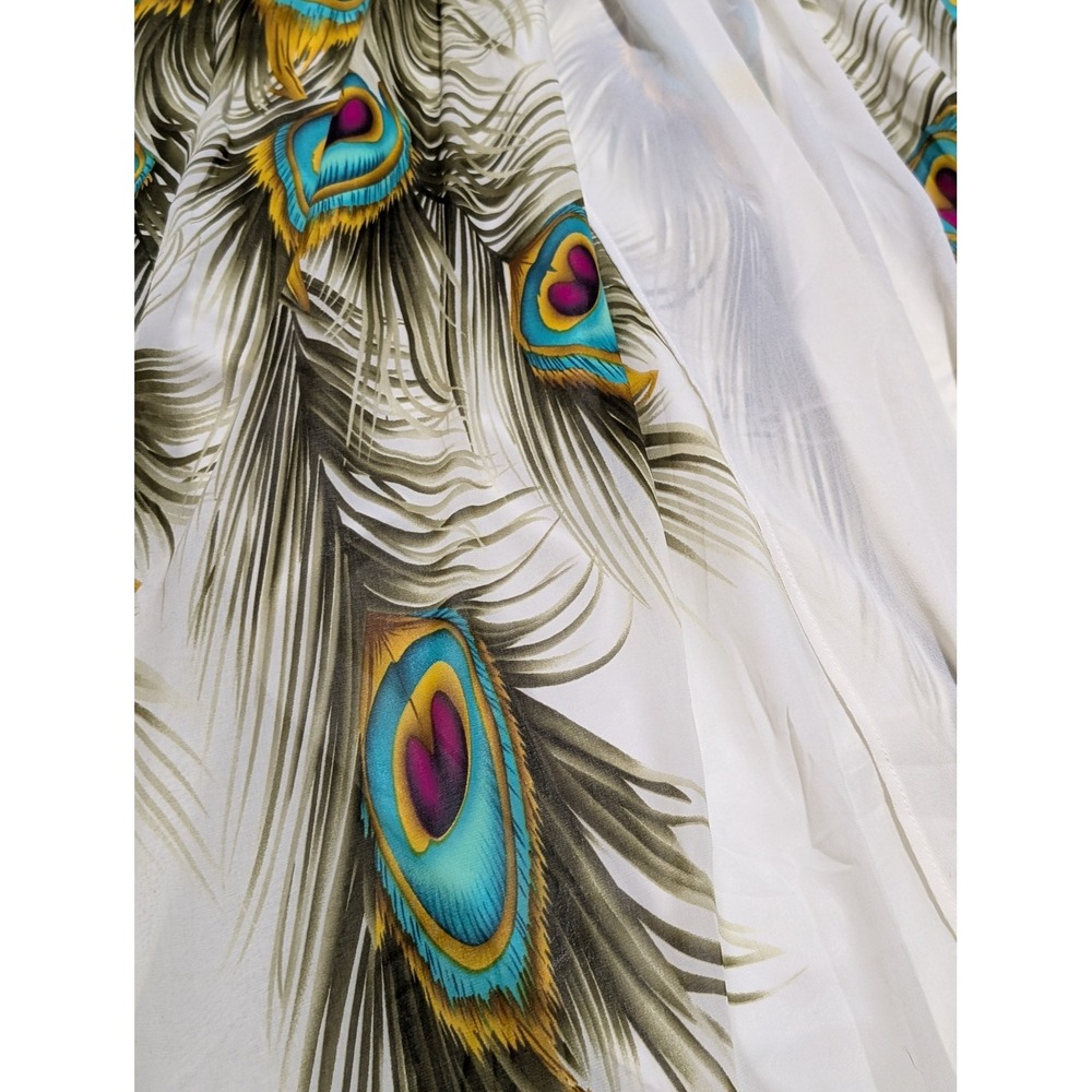 Angel Fashions Peacock Print Strapless Maxi Dress Jeweled Waist NWT XXL - Picture 2 of 9